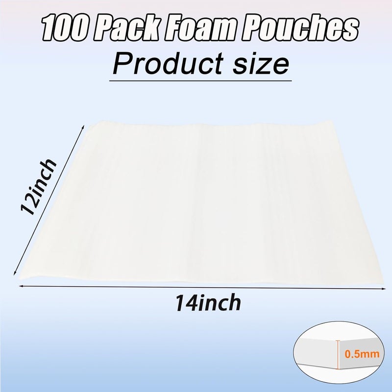 XHMAXE 100PCS 12 x 14Inch Packing Foam Pouch, Cushion Foam Pouches for Extra Protecting Dishes Porcelain Glasses Plates, Cushion Foam Wrap Pouches for Moving, Storage, Shipping and Packing Fragile Item - Image 2